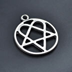 Heartagram Kolye Ucu - Antik Gümüş Kaplama - Kod:111