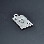 Minimal Maça As Poker İskambil Kolye Ucu - Antik Gümüş Kaplama - Kod:257