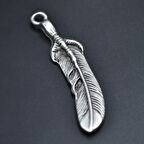 Kartal Pençesi - Kuş Tüyü Kolye Ucu - Antik Gümüş Kaplama - Kod:82