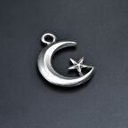 Ay Yıldız Kolye Ucu - Antik Gümüş Kaplama - Kod:89
