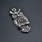 Minimal Baykuş Kolye Ucu - Antik Gümüş Kaplama - Kod:262