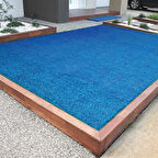 Kesme Suni Yapay Mavi Çim Halı 7 mm Balkon Teras Bahçe Dekoratif Kaymaz 