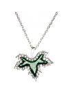 Yeşil Çınar Yaprağı Kadın Gümüş Kolye Orta Boy