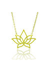 Lotus Çiçeği Altın Renk Kadın Gümüş Kolye