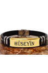 Isim Yazılan Altın Kaplama Çelik Erkek Bileklik Kauçuk Kordonlu
