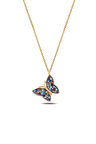 Mix Taşlı Rose Renk Kelebek Kadın Gümüş Kolye Gklklbkrsm3 ros