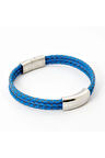 Mavi Basic Deri Örme Çelik Isim Yazılabilir Erkek Bileklik Dblmavbsc00
