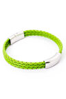 Yeşil Basic Deri Örme Çelik Isim Yazılabilir Erkek Bileklik Dblyslbsc00
