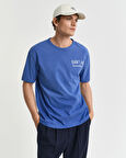 GANT Erkek Mavi Relaxed Fit Bisiklet Yaka Logolu T-Shirt