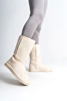 Freya Bağcıksız Düz Taban İçi Kürklü Süet Kadın Bot  Kt - Krem