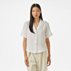 Nautica Kadın Beyaz Regular Fit Keten Gömlek
