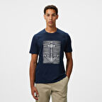 Nautica Erkek Lacivert Regular Fit Baskılı T-Shirt