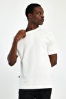 Explode - Erkek Oversize Fit %100 Pamuk Kalın Dokulu Beyaz T-shirt 