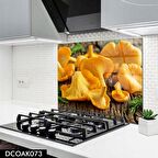 DİSEGNO CAM OCAK ARKASI KORUYUCU | SARI MANTAR DESENLİ