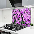 DİSEGNO CAM OCAK ARKASI KORUYUCU | MOR ÇİÇEK DESENLİ