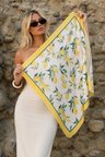 Limon Desenli - Mersin Fular Bandana Şal Estascarf 70x70 Cm