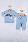 3-18 Ay Erkek Bebek Takımı Hello Nakışlı 2'li Mavi