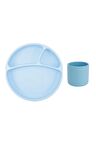 Beslenme Seti Mavi Vakumlu Tabak + Mini Bardak 2'Li