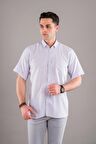 EVRYTİME KLASİK KESİM CEPLİ HASIR KUMAŞ KISA KOL YAZLIK PAMUKLU ERKEK GÖMLEK
