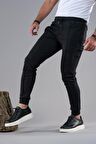 SLİMFİT DAR PAÇA BELİ LASTİKLİ İPLİKLİ LİKRALI JOGGER PANTOLON