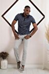 Polo Yaka Dynamıc Fit Baskı Desenli Çıt Çıt Detaylı Kısa Kol Erkek Yazlık T-shirt