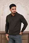 Woolen World Polo Yaka Düz Renk Yünlü Erkek Triko Kazak  