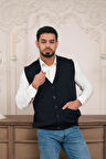 Woolen World Regular Fit Ön Cepli Kolsuz Erkek Triko Yelek