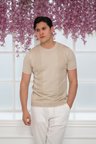 Slimfit Kolları Lastikli Likralı Desenli Bisiklet Yaka Triko T-shirt