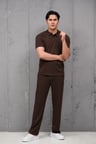 Regular Fit Likralı Kendinden Çizgili Yarım Baggy Pantolonlu T-shirt Takım