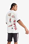 DeFactoFit NBA Miami Heat Oversize Geniş Kalıp Bisiklet Yaka Sırt Baskılı Kısa Kollu Tişört D9866AX25SPER105