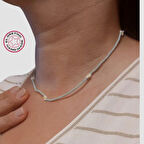 Uretti - Buket 8636 - El İşi Kum Boncuk İşlemeli Papatya Desenli Kolye 40cm - Açık Yeşil