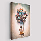 Kelebeklerin Uçurduğu Kız Çocuğu Duvar Tablosu-6094