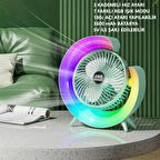 Şarjlı Bataryalı Vantilatör-Masaüstü Fan-3 Kademe ayarı-7 Farklı Rgb Işık modu-180c Ayarlanbilir