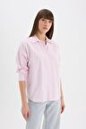 DeFacto Oversize Geniş Kalıp Çizgili Oxford Uzun Kollu Gömlek D4512AX25SPPN440