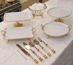 Porselen ve cam Salata kase’li sunum seti