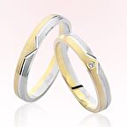 Harem Altın Sarı Beyaz Altın Alyans 6103