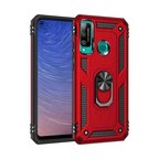 Huawei P40 Lite E Kılıf Sofya Yüzüklü Silikon Kapak - Kırmızı