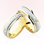 Sarı Beyaz Bombeli Altın Alyans 6108