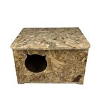 Reyo Kedi Evi Dış Ortam Uygun Ahşap Kedi Evi OSB 50x35x30 cm - CAT19