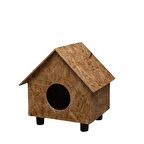 Reyo Kedi Evi Dış Ortam Uygun Ahşap Kedi Evi OSB 44x36x32 cm - CAT43