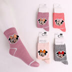 KIZ ÇOCUK MINNIE DESEN SOKET ÇORAP (4 ADET)