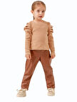 FİTİLLİ DERİ PANTOLONLU KIZ TAKIM