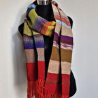 Çok Renkli, El Dokuması Atkı, Kilim Dokuması Yünlü Atkı, Tasarım, Şık Kaşkol, Moli Tasarım