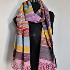 Çok Renkli, El Dokuması Atkı, Kilim Dokuması Yünlü Atkı, Tasarım, Şık Kaşkol, Moli Tasarım