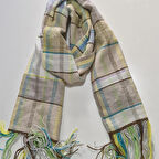 Ekru El Dokuması Atkı, Kilim Dokuması Tiftik Yünlü Atkı, Tasarım, Şık Kaşkol, Moli Tasarım