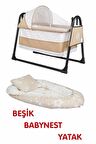 Btrend Babynest Yatak Ve Yastık+ Cep Hediyeli Sallanır Sepet Beşik Bebek Beşiği Hamak 2 li Set Bej