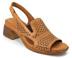 Venüs 2311503 Günlük Hakiki Deri Kadın Sandalet-Taba