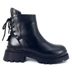 Albini 10003 Hakiki Deri Günlük Kadın Bot-Siyah