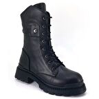 Albini 100024 Hakiki Deri Günlük Kadın Bot-Siyah