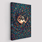 Renkli Çiçekler İçinde Dans Eden Sevgililer Duvar Tablosu-6200